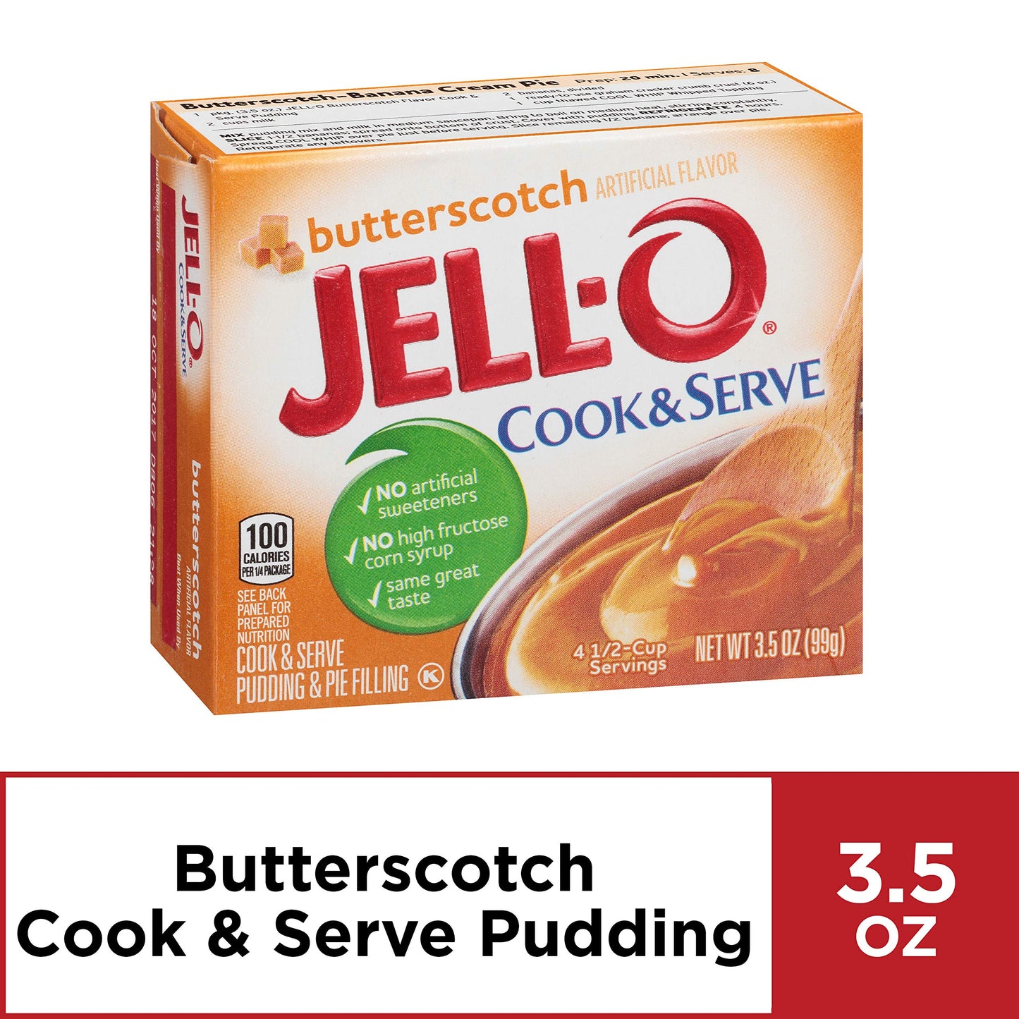 Jell-o Cook & Serve Pudding & Pie Filling Butterscotch 3.5 Oz 12 Packs