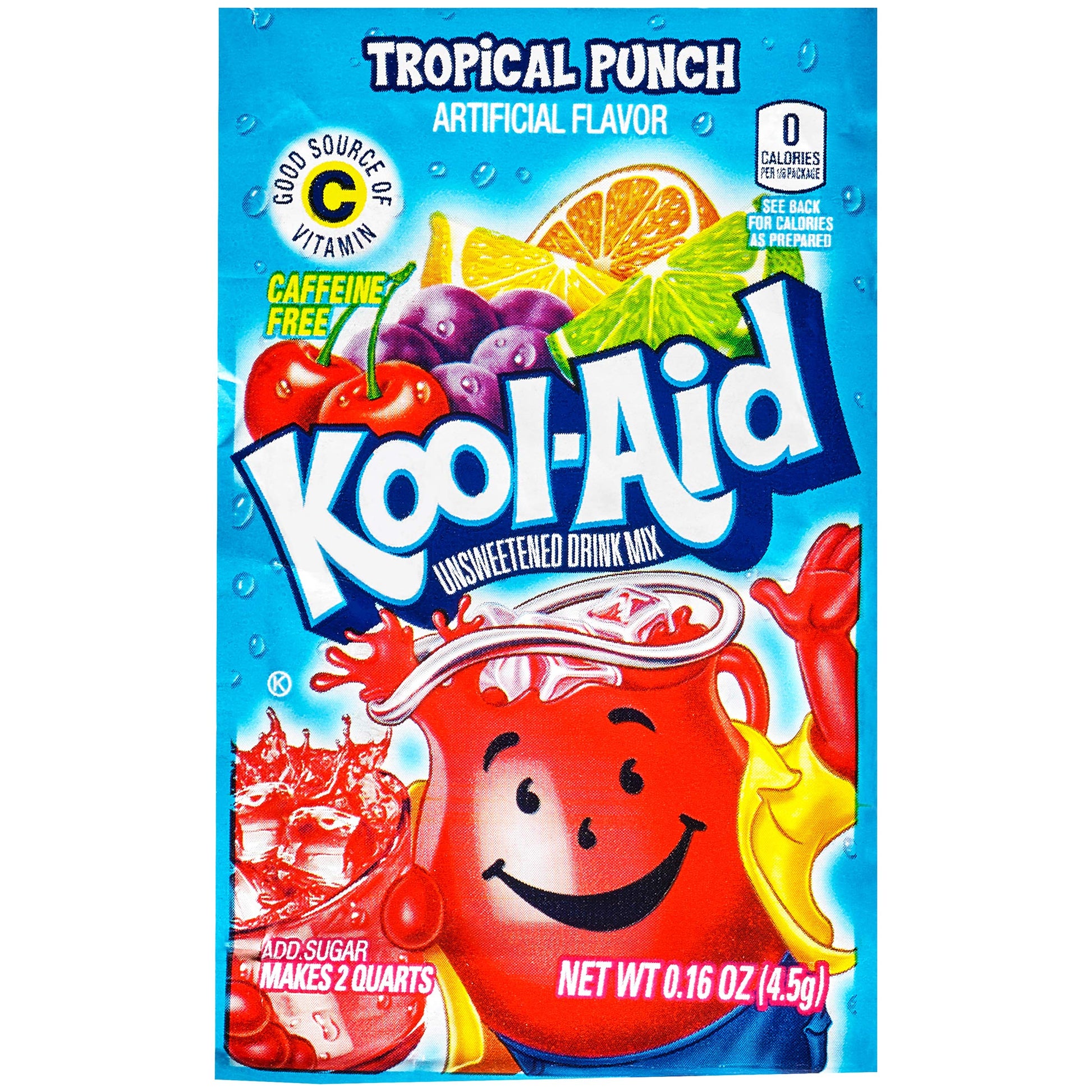 Kool-Aid Tropical Punch Powdered Drink Mix, Unsweetened, Caffeine-Free, 96 Packets, 0.16 Ounce Each