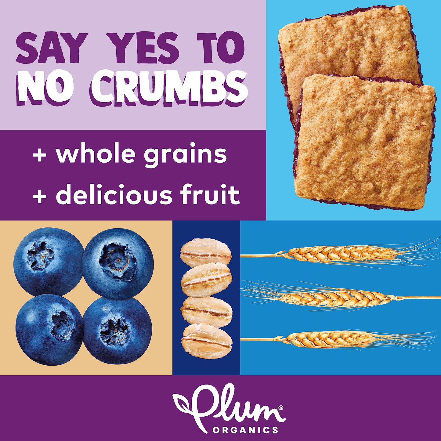 Plum Organics Jammy Sammy Snack Bars - Blueberry and Oatmeal - 1.02 oz Bars (Pack of 5) - Organic Toddler Food Snack Bars