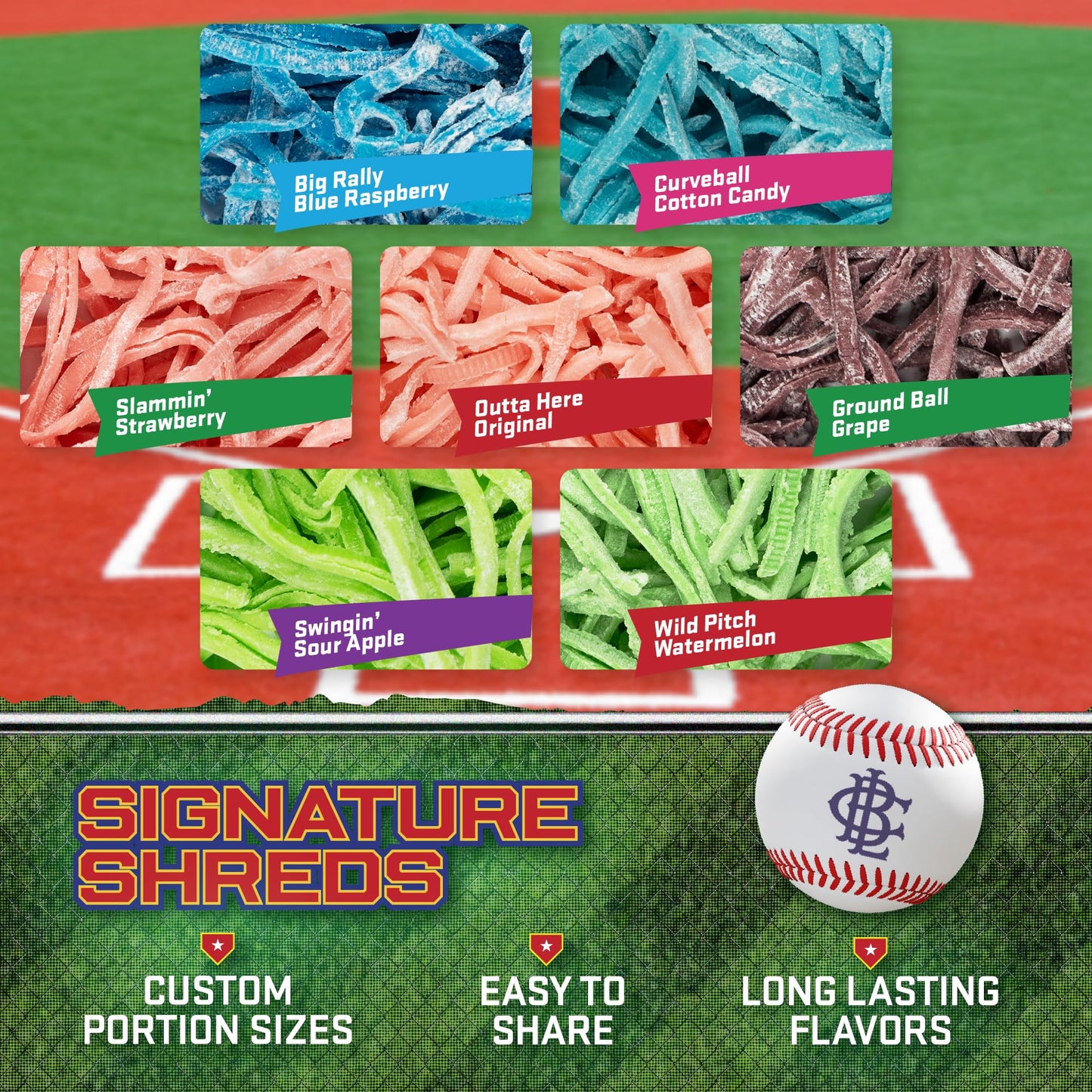 Big League Chew Bulk Baseball Gum Variety Pack - 7 Flavors, 2.12oz Pack, Multi-colored