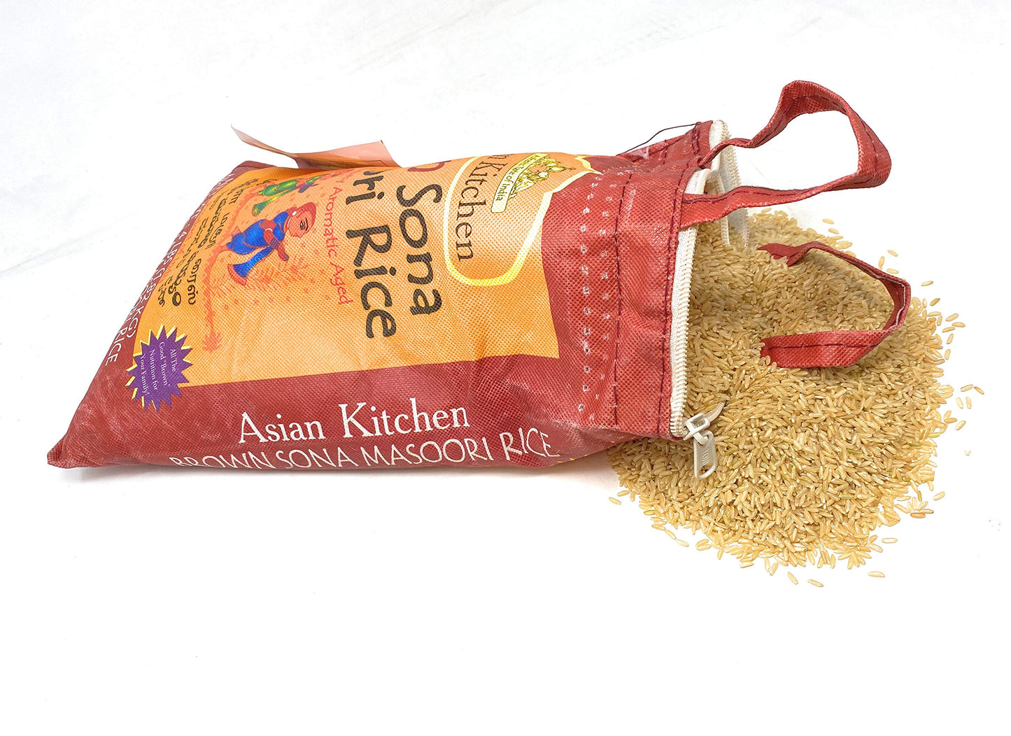 Asian Kitchen Brown Sona Masoori Aged Rice 20-Pound Bag, 20Lbs (9.08Kg) Short Grain Rice ~ All Natural | Gluten Friendly | Vegan