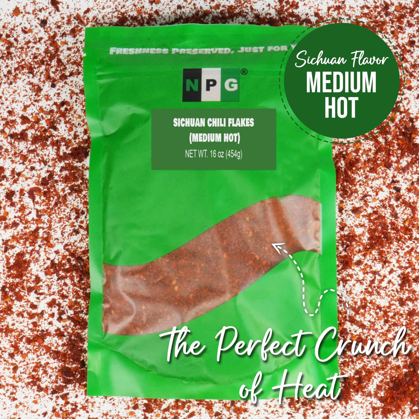 Npg Authentic Sichuan Chili Flakes 16 Ounces, Medium Hot, Szechuan Crushed Red Pepper Flakes Bulk, Essential Spice Seasoning For