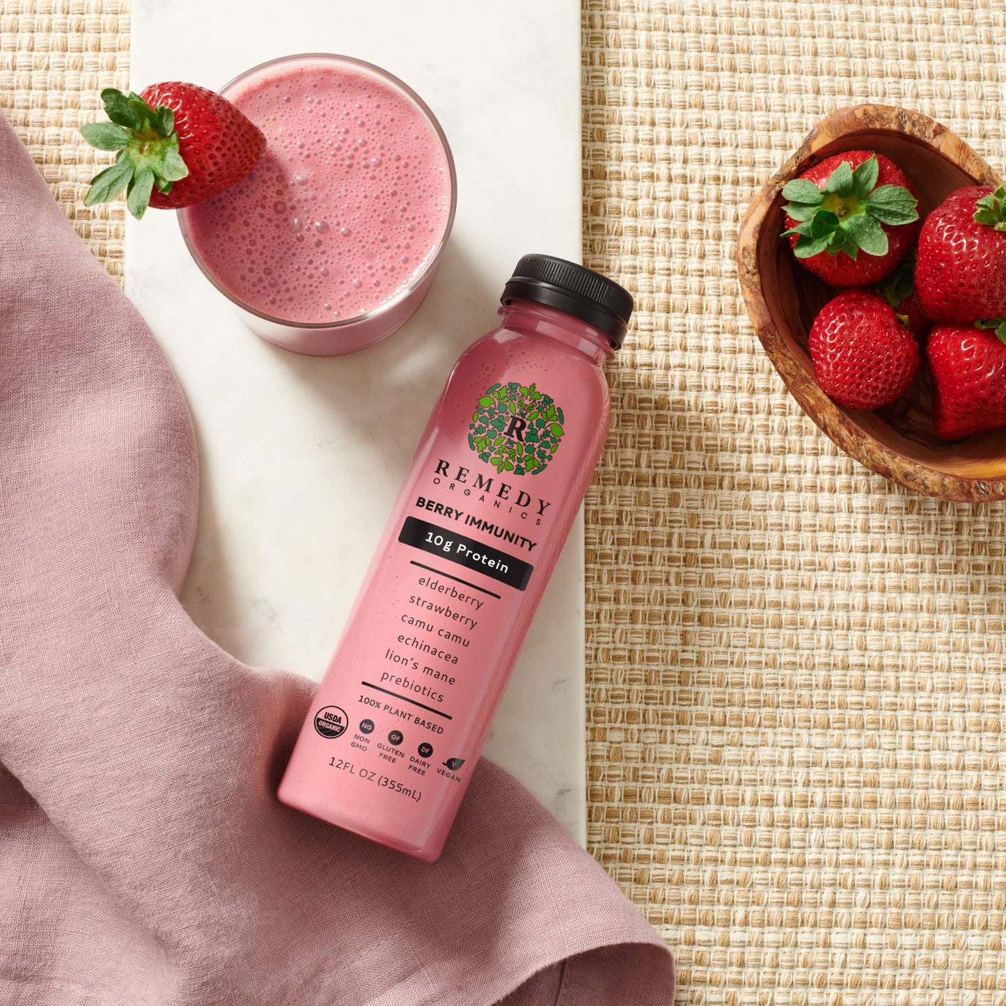 Remedy Organics Berry Immunity 12-Pack | Plant Based 20g Protein Shakes  Ready to Drink | USDA Organic  Gluten Free  Dairy Free  Soy Free
