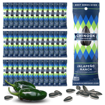 Chinook Seedery Roasted Sunflower Seeds To Eat - Jumbo Low Sodium Sunflower Seeds Keto Snacks - Adventure, Baseball, School Snacks - Gluten Free, Non Gmo Snacks - 1.5 Oz (Pack Of 36) Jalapeno Ranch