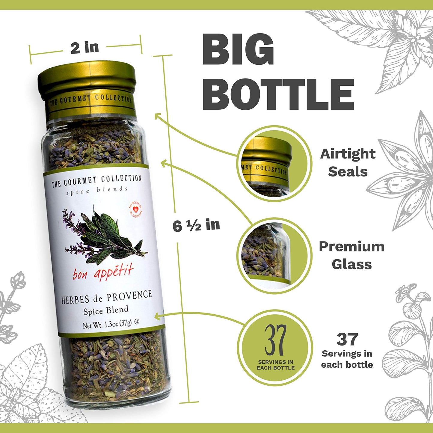 The Gourmet Collection Seasoning Blend & Spice Collection: Herbes De Provence Spice Blend With Lavender: Salt-Free: Chicken, Fis