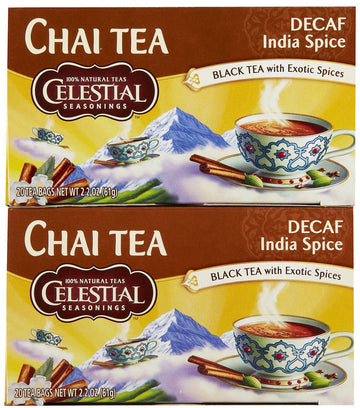CELESTIAL SEASONINGS CHAI,ORIGINAL,INDIA DECAF, 20 BAG