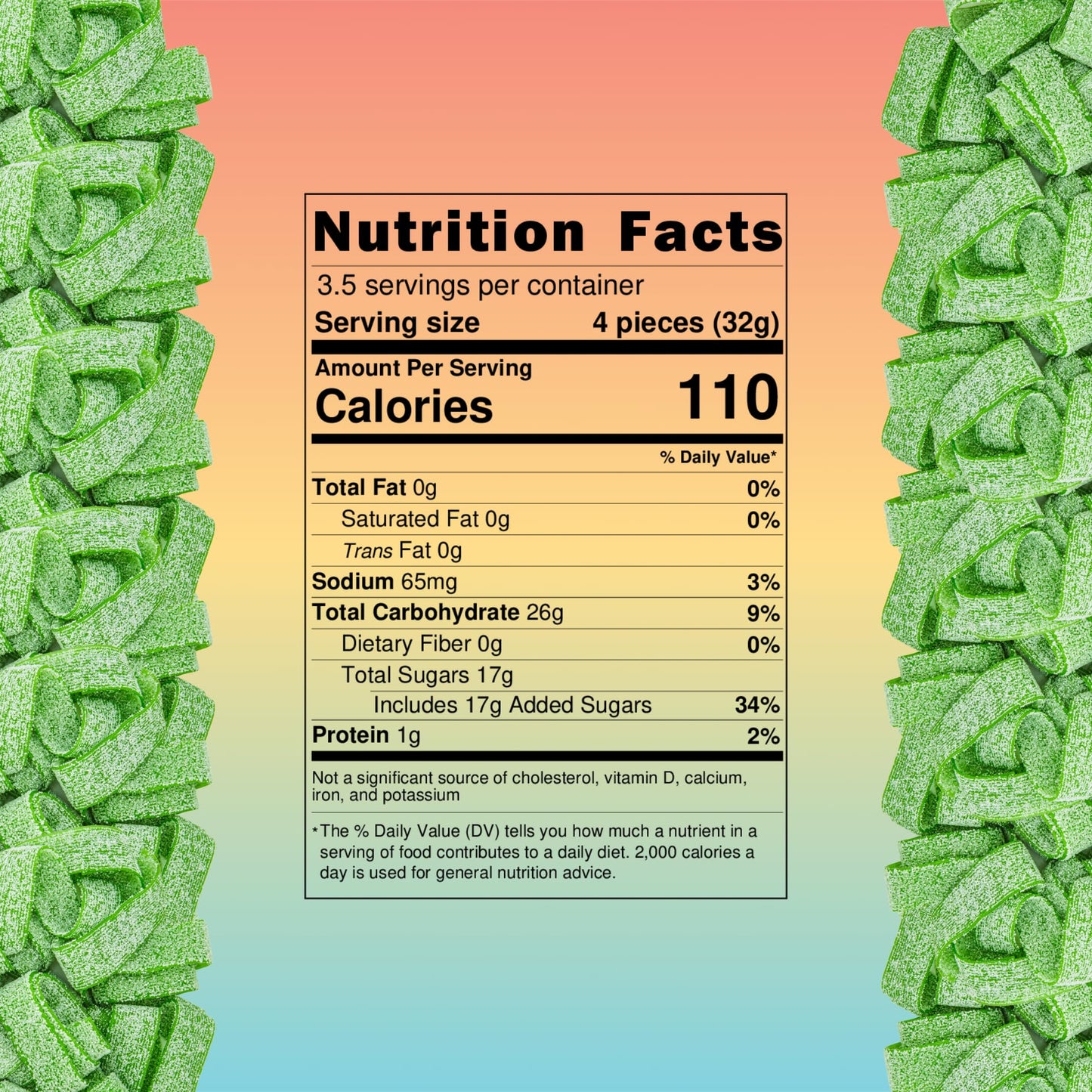 Sour Tooth Sour Gummy Belts Candy 4 Ounce (Watermelon, 6 Pack)