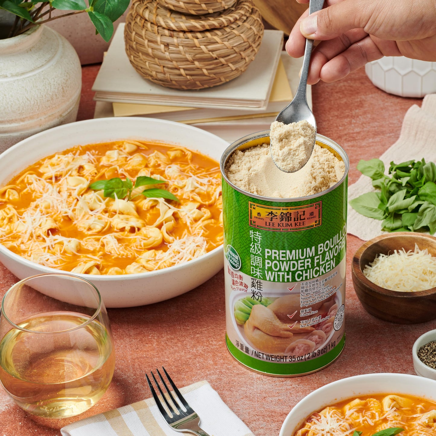 Lee Kum Kee Premium Chicken Bouillon Powder, 35 oz - Gluten Free, No MSG, Rich & Savory for Soups, Stews, and Sauces