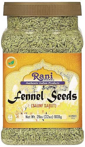 Rani Fennel Seeds (Saunf Sabut) Whole Spice 32Oz (2Lbs) 908G Pet Jar All Natural Gluten Friendly Non-Gmo Vegan Indian Origin