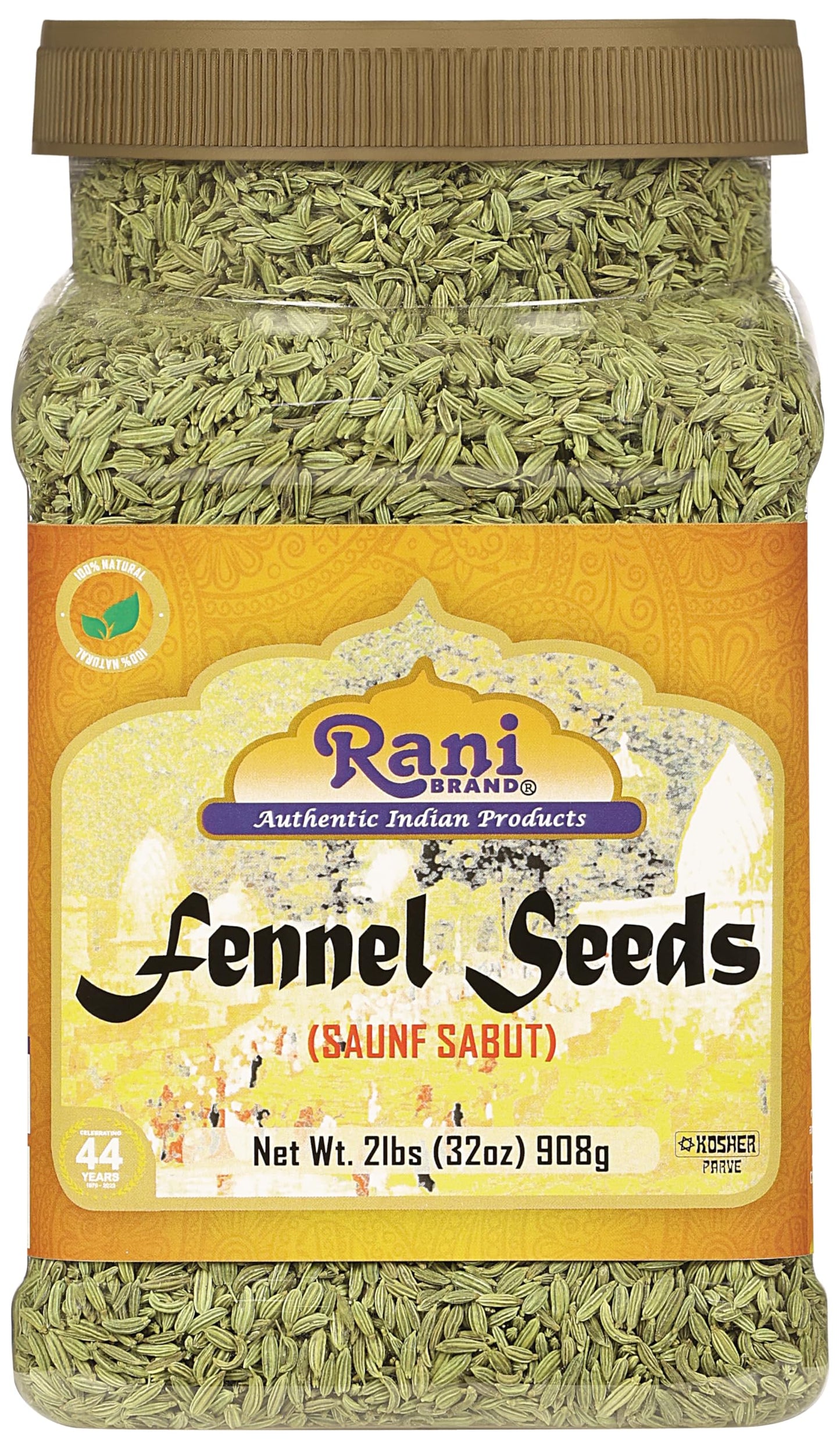 Rani Fennel Seeds (Saunf Sabut) Whole Spice 32Oz (2Lbs) 908G Pet Jar All Natural Gluten Friendly Non-Gmo Vegan Indian Origin
