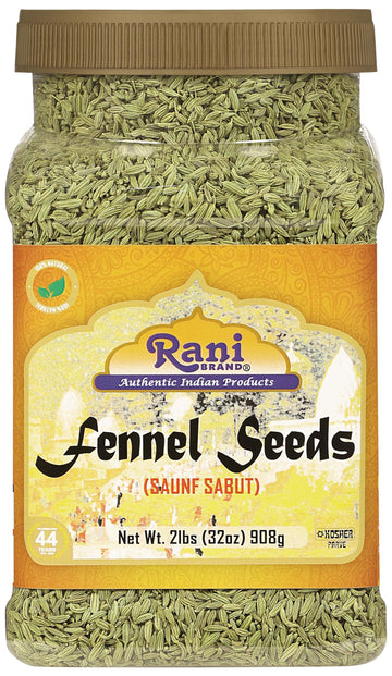 Rani Fennel Seeds (Saunf Sabut) Whole Spice 32Oz (2Lbs) 908G Pet Jar All Natural Gluten Friendly Non-Gmo Vegan Indian Origin