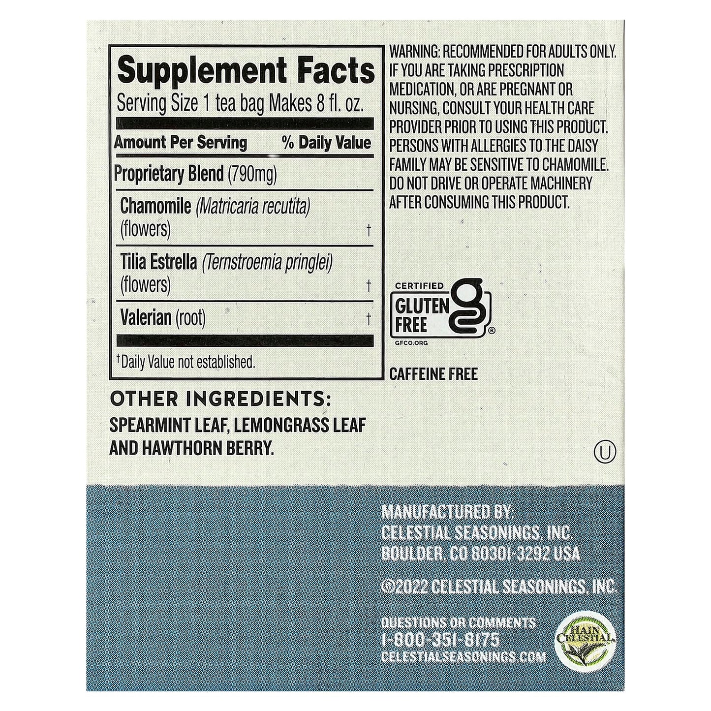 Celestial Seasonings Herbal Tea Sleepytime Extra, 20 Count, Multi Color, Model 67262