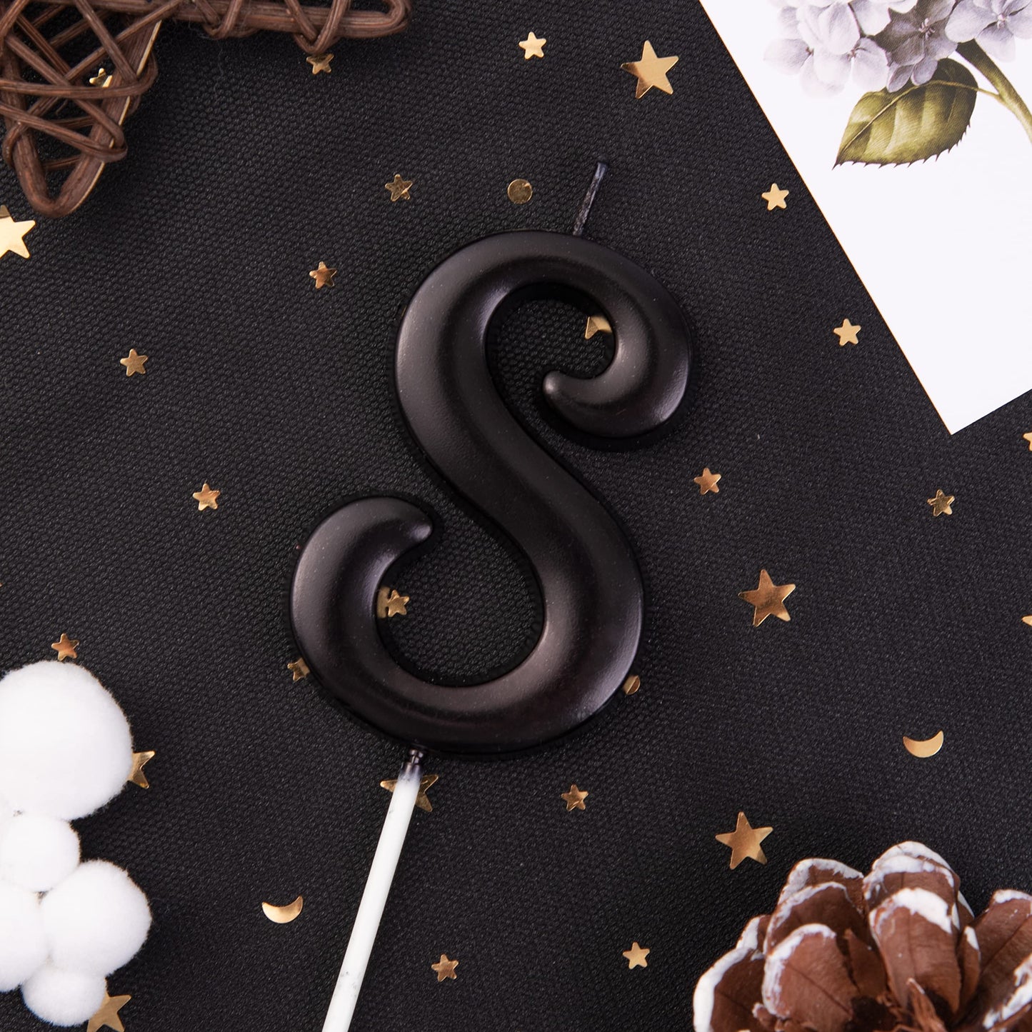 PHD CAKE Birthday Candles, Black Number 8, Elegant Wax Cake Decor, 2.76 Inch