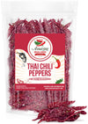 Authentic Red Thai Chili Peppers, 5 Oz. Bag, Genuine Hot Red Whole Pepper Chilis, Dried Fresh For Cooking Traditional Asian Food