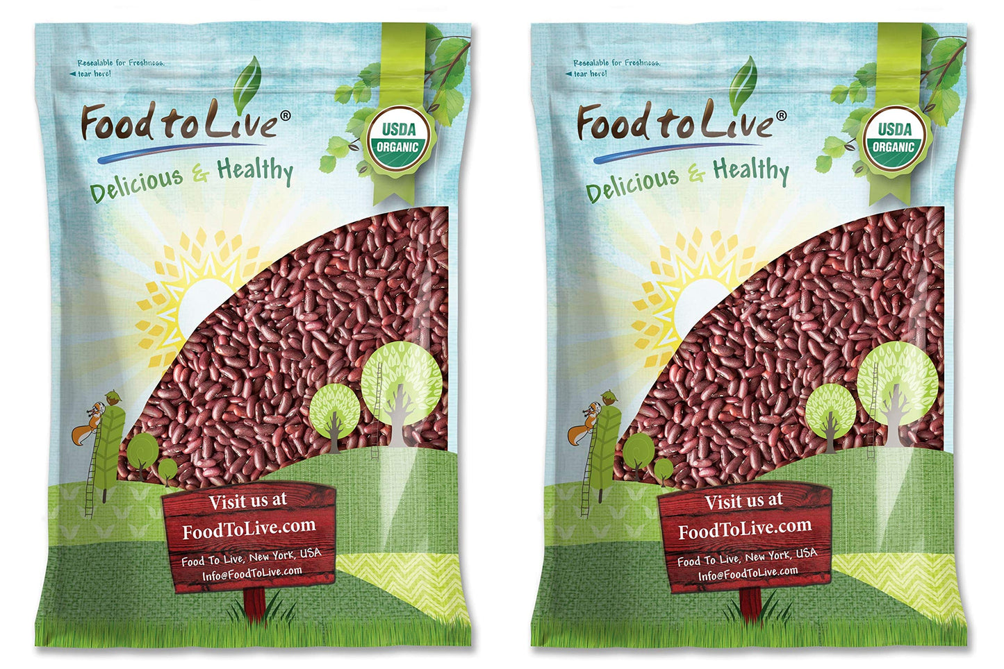 Food to Live - Organic Red Kidney Beans, 20 Pounds - Non-GMO, Dry, Raw, Sproutable, Vegan, Kosher, Bulk