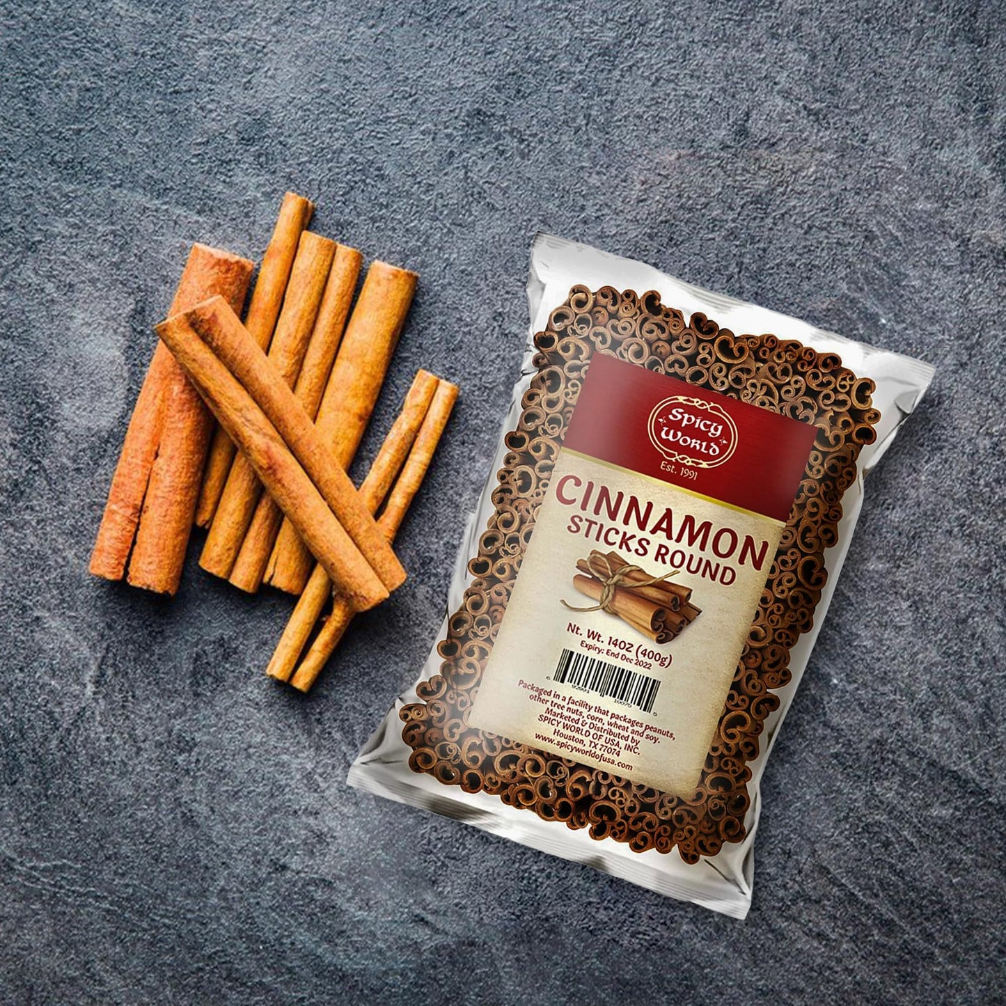 Spicy World Cinnamon Sticks 14 Oz Bag ~100 Sticks - Strong Aroma, Perfect For Baking, Cooking & Beverages - 3+ Inches Length - Cassia Saigon Cinnamon From Vietnam