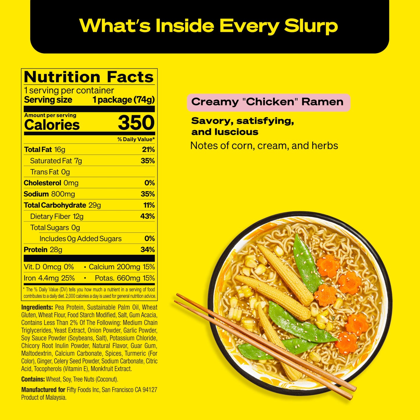 immi Creamy Chicken Ramen, 100% Plant Based, Keto Friendly, High Protein, Low Carb, Packaged Noodle Meal Kit, Ready to Eat, 6 Pa