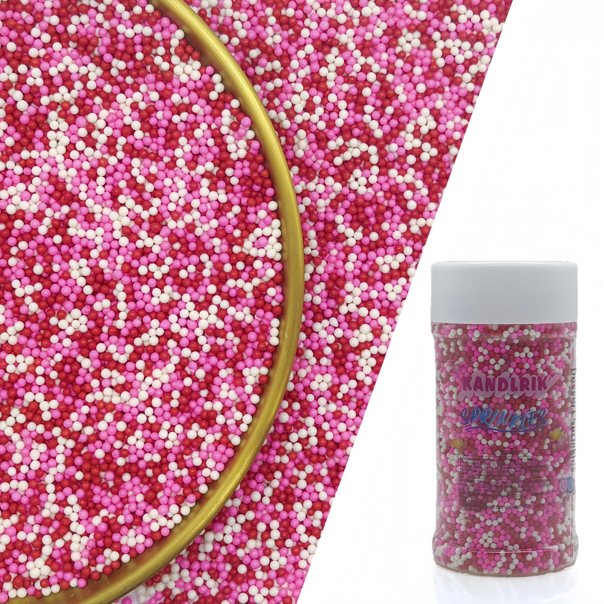 Edible Red & Pink & White Sprinkles Candy 2mm Mini Pearls Cake Decorations Cupcake Toppers Cookie Decorating Perfect for Wedding