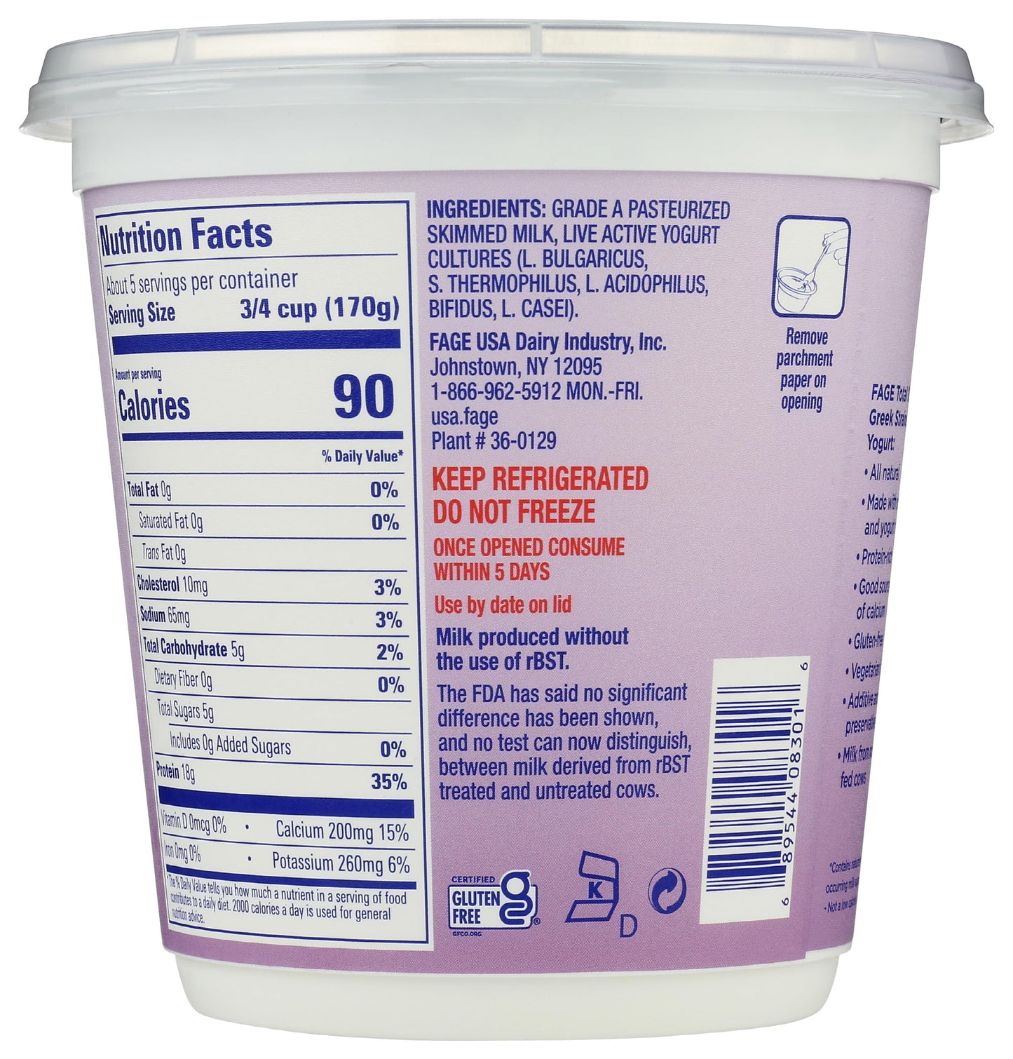 FAGE Total Greek Yogurt, 0% Nonfat, Plain, 32 oz