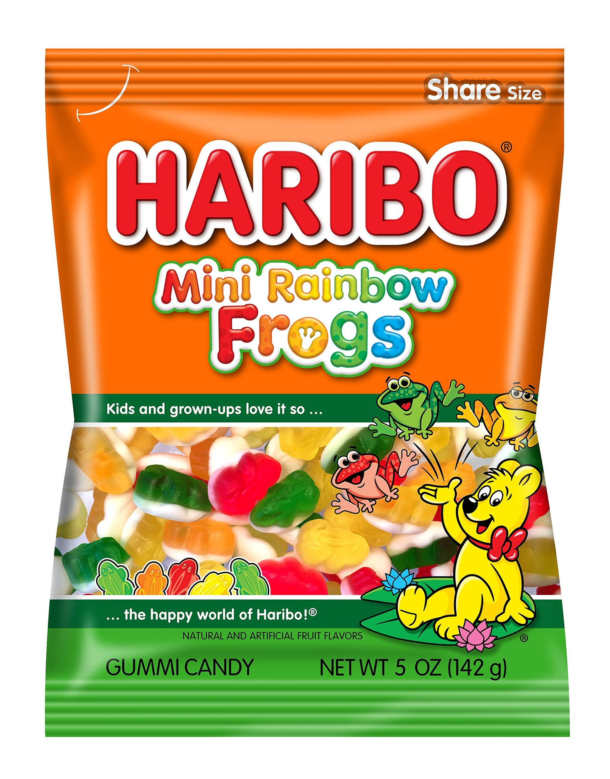 Haribo Gummi Candy, Mini Rainbow Frogs, 5 Oz. Bag (Pack Of 12)