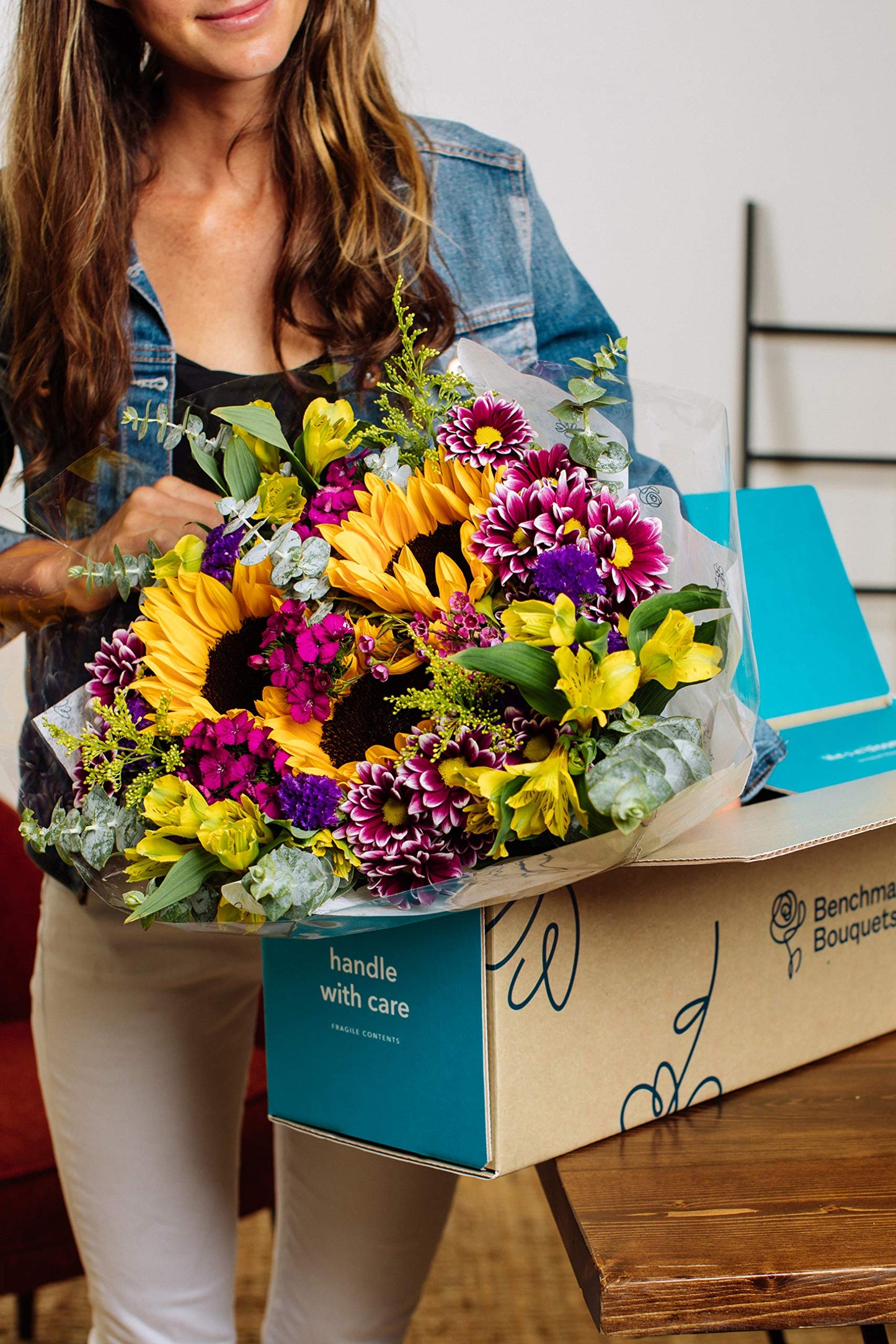 Benchmark Bouquets, Flowering Fields, Glass Vase Included, Gift Fresh Flowers for Birthday, Anniversary, Get Well, Sympathy, Con