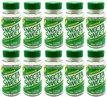 Necta Sweet Saccharin compact pieces, 1 Grain, 1000 Tablet Bottle (Pack of 10)