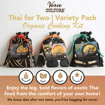 Verve Culture Thai For Two - Organic Thai Curry Cooking Sampler Kit | Usda Organic, Vegan, Gluten-Free | Made In Thailand