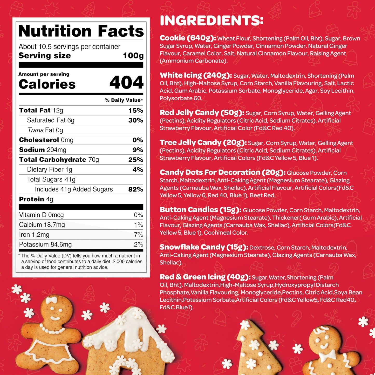 Big Gingerbread House kit, Gingerbread House, Holiday Activity for Kids - Ease Crafted Grooves Decor - kit Includes; 1 House, 2