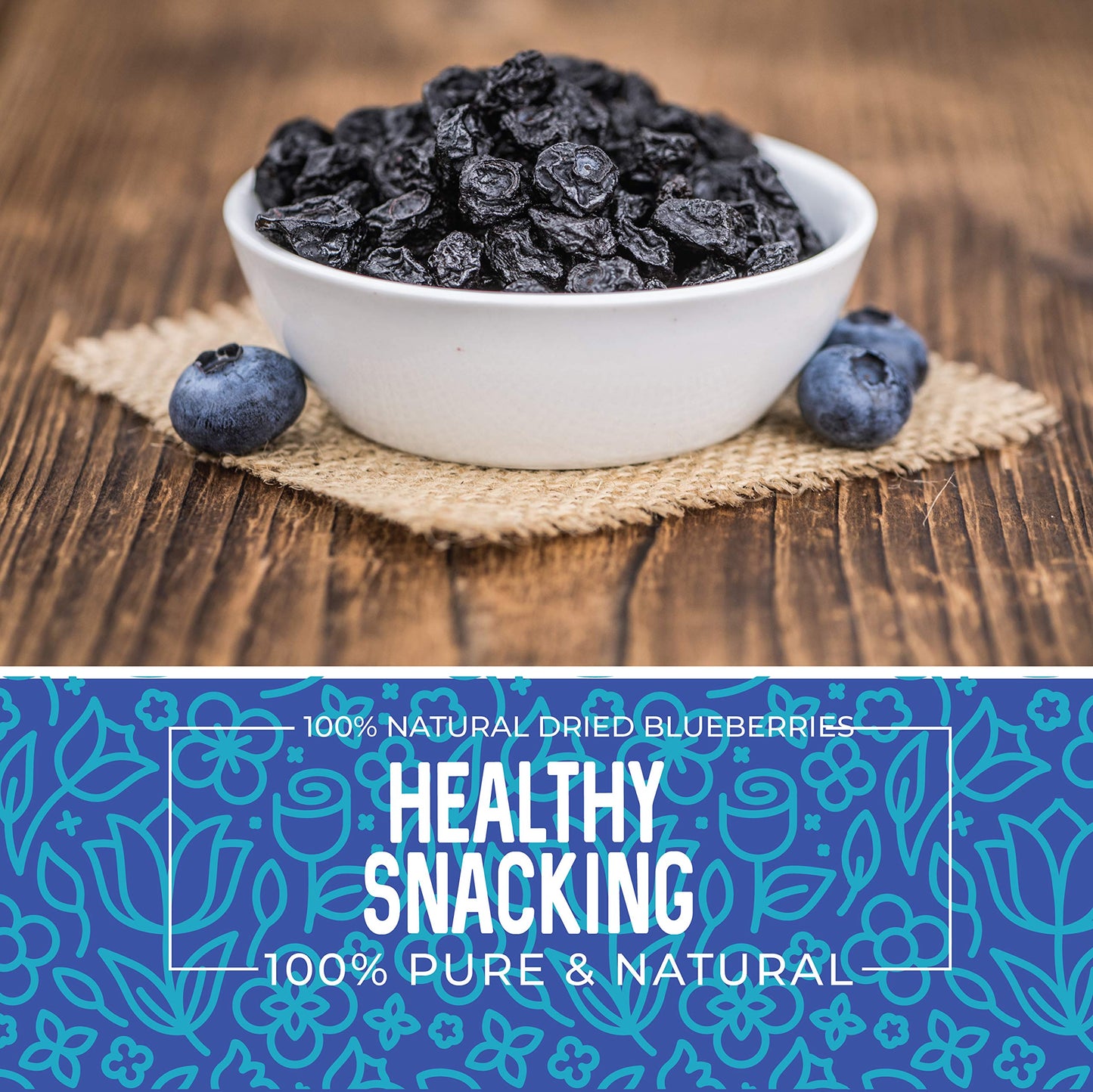 Whole Dried Blueberries, No Sugar Added, Bulk, Dehydrated, Dried Unsweetened Blueberries, All Natural, Non-Gmo, 1 Pound. - 16 Oz.