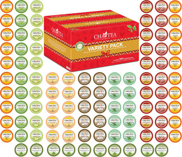 Cha4TEA 100-Count Variety Pack Tea Compatible with Keurig - Green, Black, Jasmine, Earl Grey, Oolong, Peppermint, Matcha, Seasonal