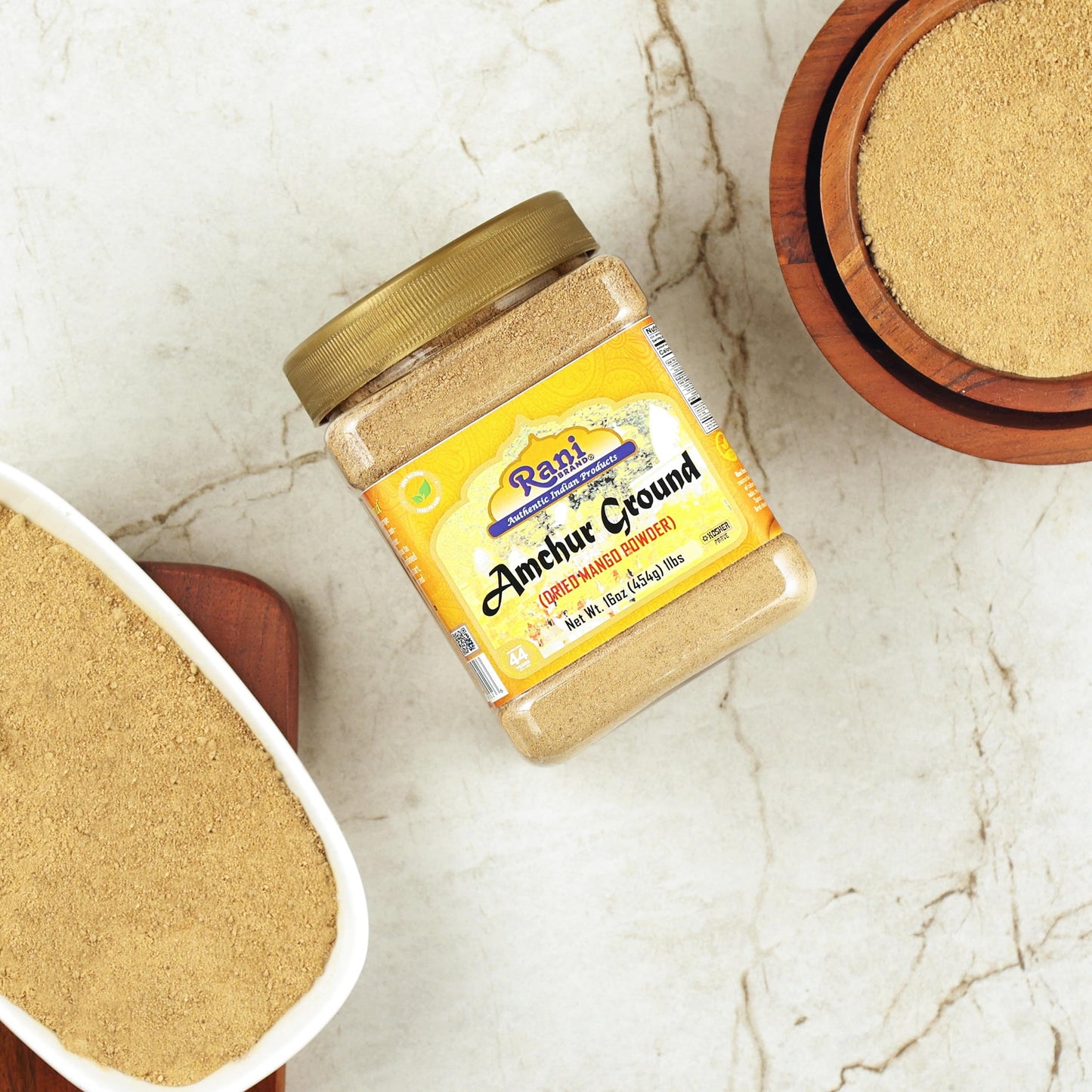 Rani Amchur (Mango) Ground Powder Spice 16oz (1lb) 454g PET Jar ~ All Natural, Indian Origin | No Color | Gluten Friendly | Vega