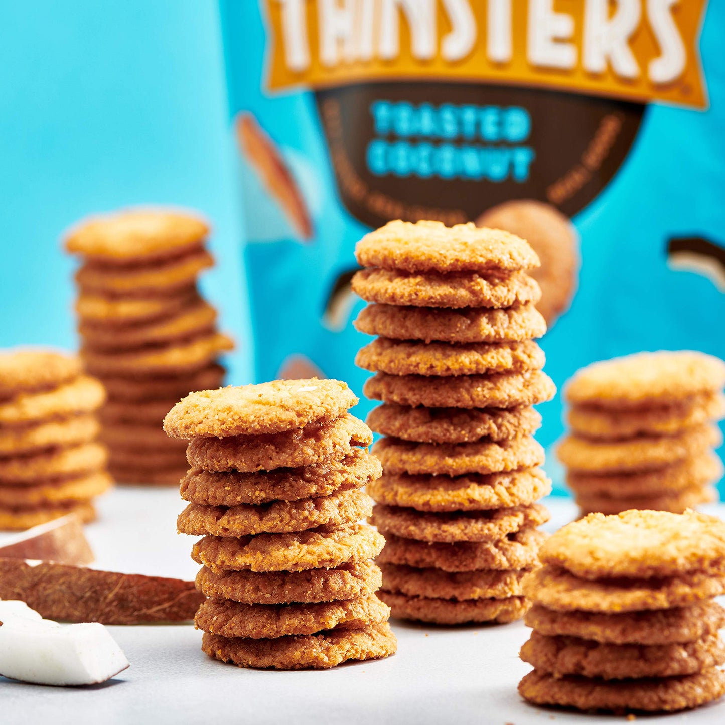 Thinsters Crunchy Thin Snack Cookies, Toasted Coconut, 16 Oz (Pack Of 2)