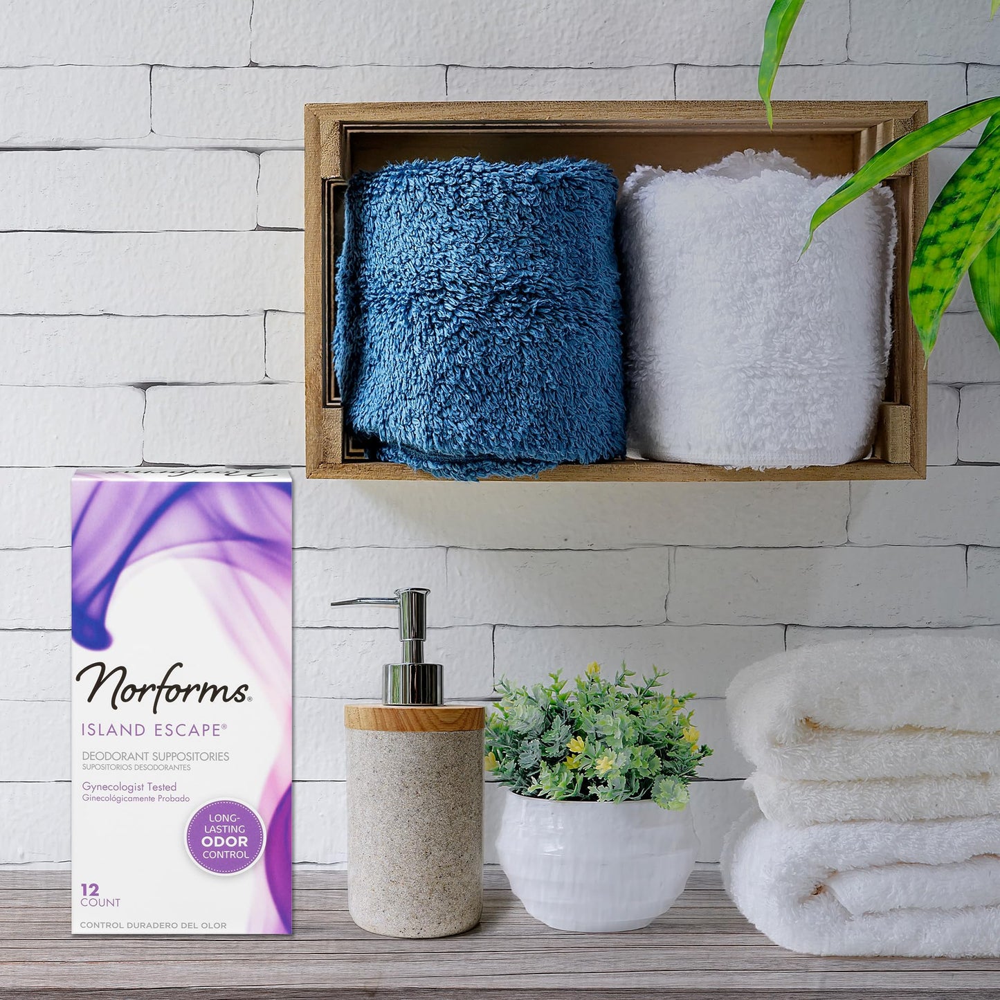 Norforms Feminine Deodorant Suppositories | Long Lasting Odor Control | Island Escape | 12 Count | Pack Of 3
