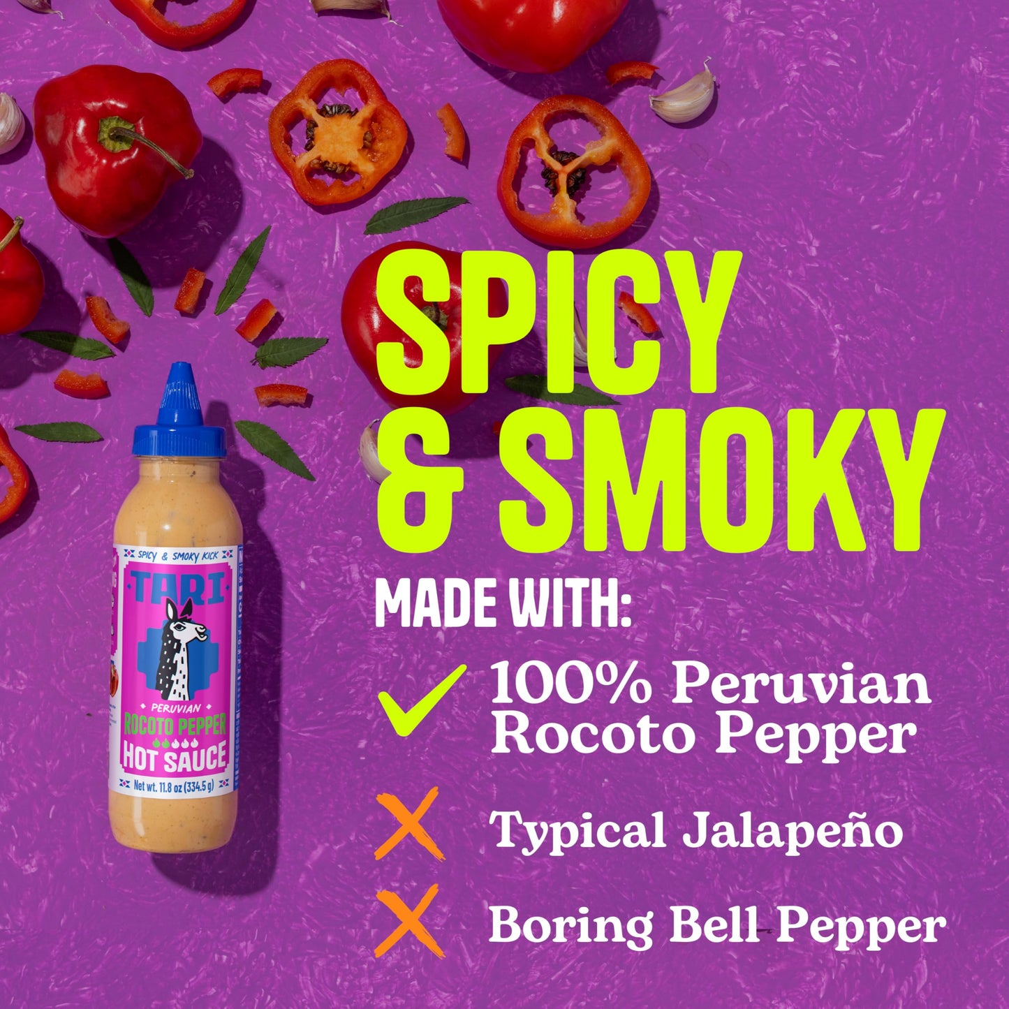 Tari Hot Sauce - Peruvian Aji Rocoto - Perfect For Burgers, Tacos, Eggs, Chicken & More - 11.8Oz