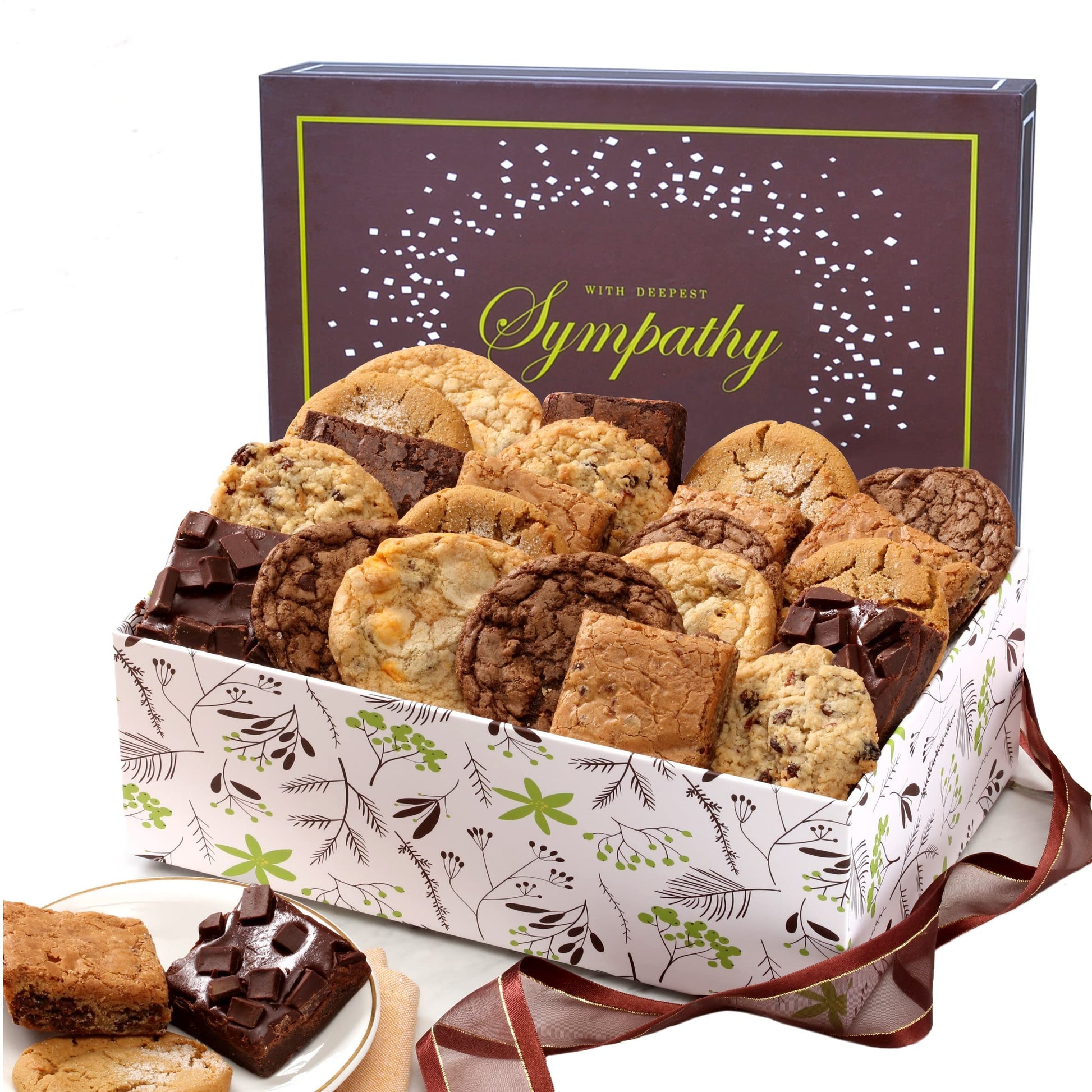 Broadway Basketeers Sympathy Gift Basket, Assorted Brownies & Cookies, 22 Count, Individually Wrapped, 18 Count Color