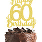 60 Birthday Cake Toppers - Gold Glitter, Sixty, 60Th Birthday Decorations