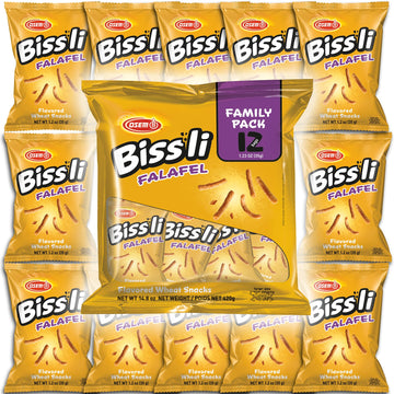 Osem Bissli Crunchy Falafel Wheat Snack, 1.23oz Bags (Pack of 12) - Kosher, No Artificial Colors or Preservatives - Perfect for 