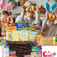 Easter Brown Round Willow Basket (70 Ct) Filled With Treats, Snacks, Candy, Peelable Gummies, Marshmallow Gummies, Bunny And Mor