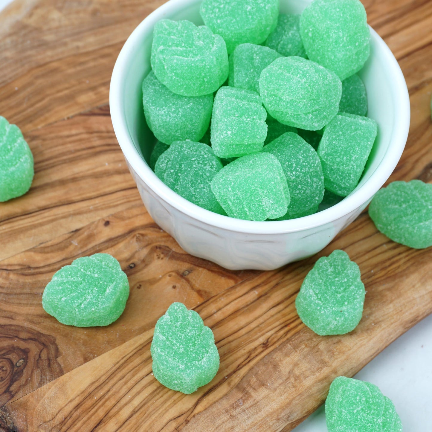 Spearmint Leaves, 1 Pound Bulk Bag Gummy Spearmint Candy, Green Candy, The Hampton Candy Company