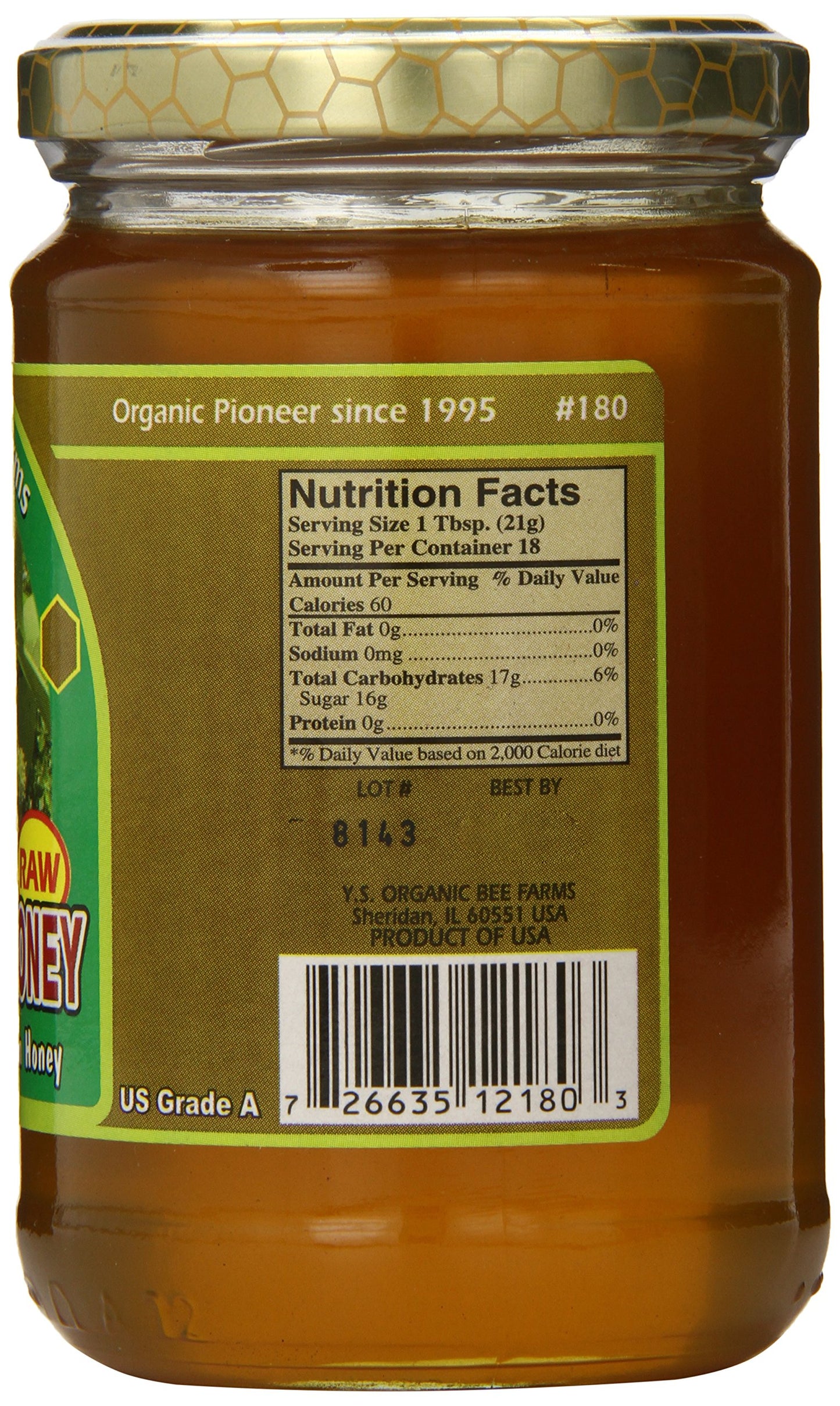 YS Eco Bee Farms Raw Tupelo Blossom Honey, 13.5 OZ, 100% Pure, Natural Sweetener