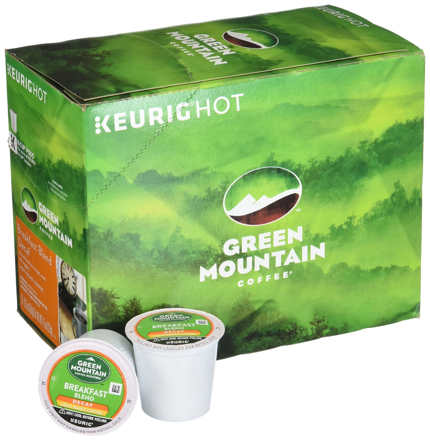 Green Mountain Coffee Decaf Light Roast K-Cup Portion Pack, 24 Count, Compatible with Keurig, Green, Model T7522