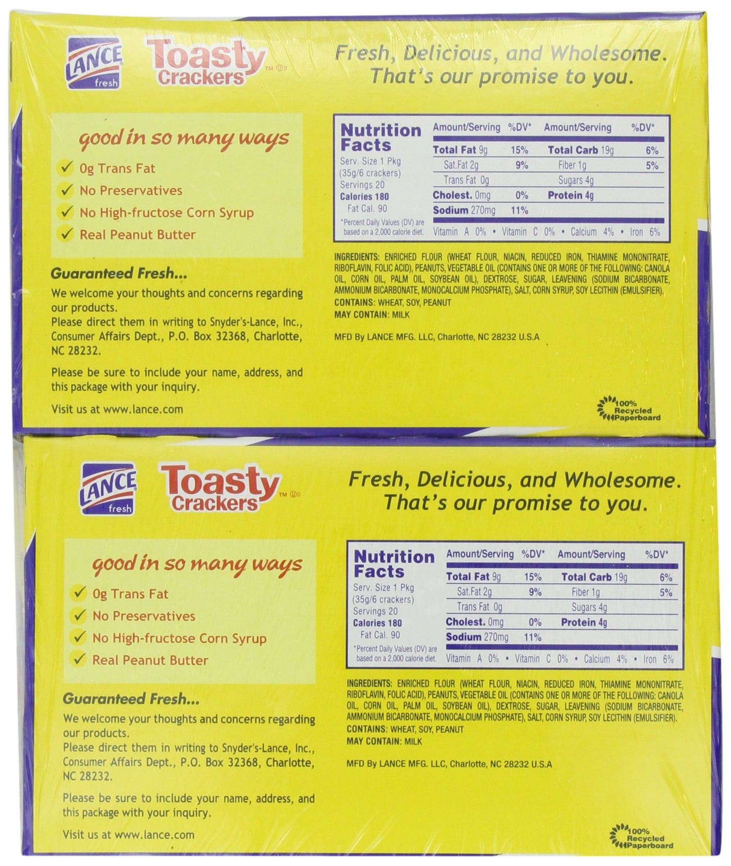 Lance Fresh Toasty Crackers With Rich Peanut Butter Sandwich Crackers (40 Packs)