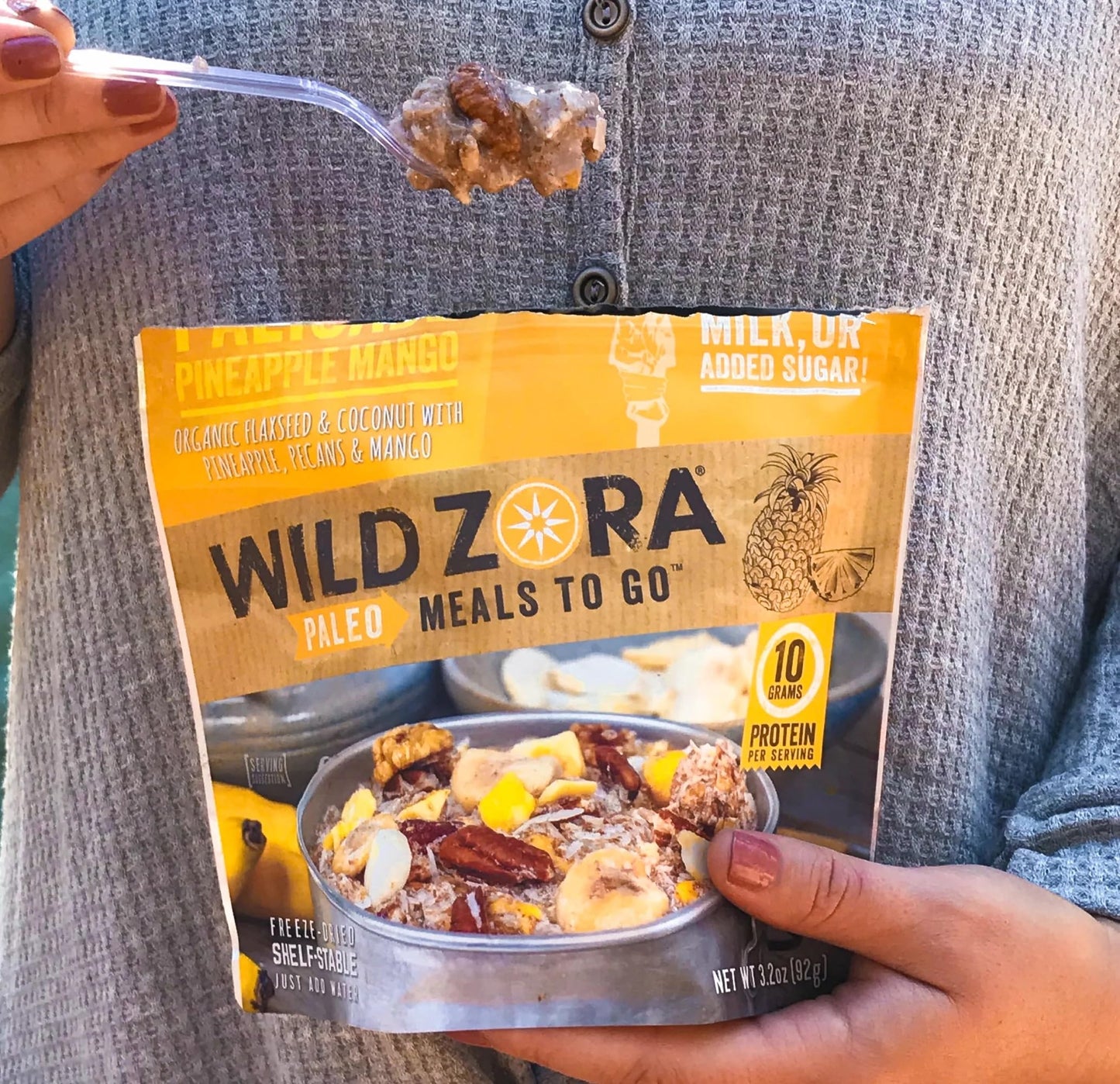 Wild Zora Paleo Freeze Dried Breakfast Meals, 6 Pack, Gluten Free Camping And Backpacking Food, No Added Sugar, Healthy On-The-Go Travel Meal, Coconut Berry, Cacao Banana, And Pineapple Mango Flavors