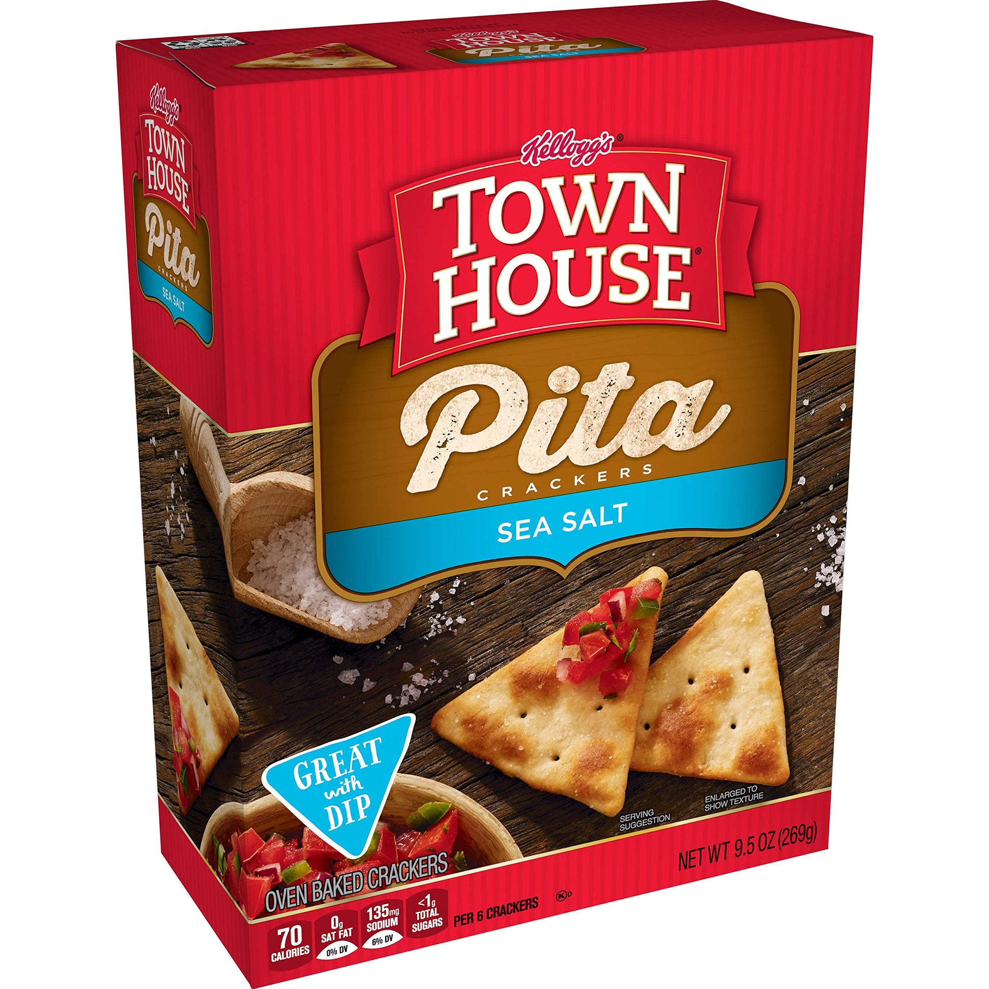 Keebler, Town House Pita, Crackers, Sea Salt, 9.5 oz