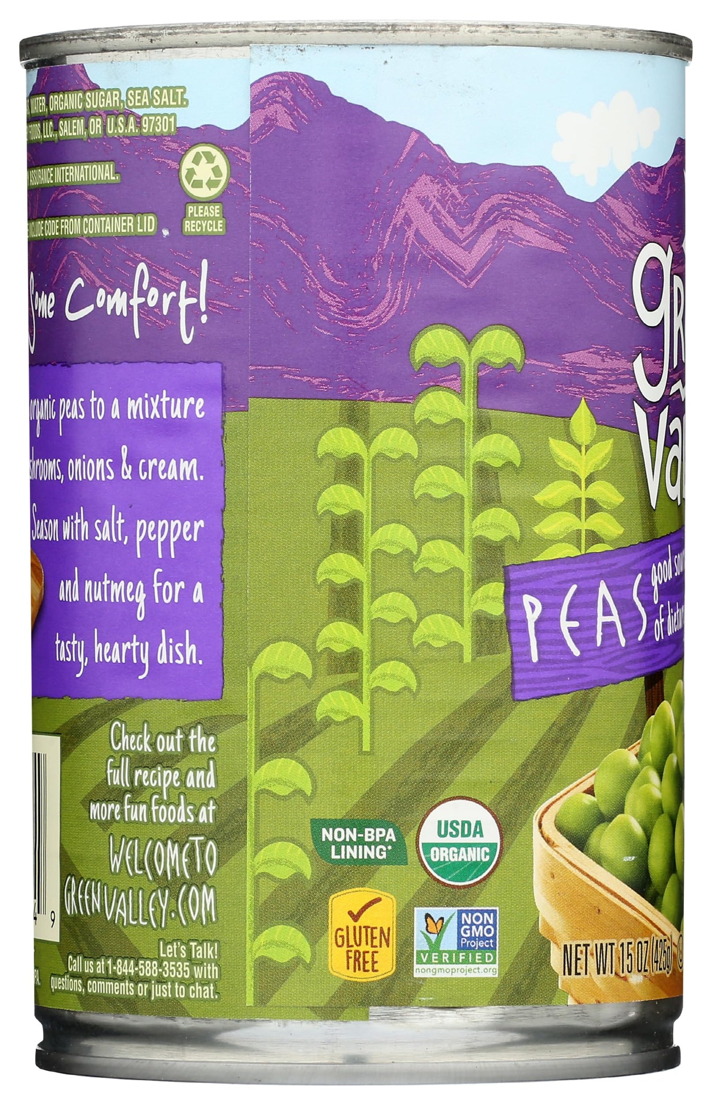 GREEN VALLEY Organic Sweet Peas, 15 OZ