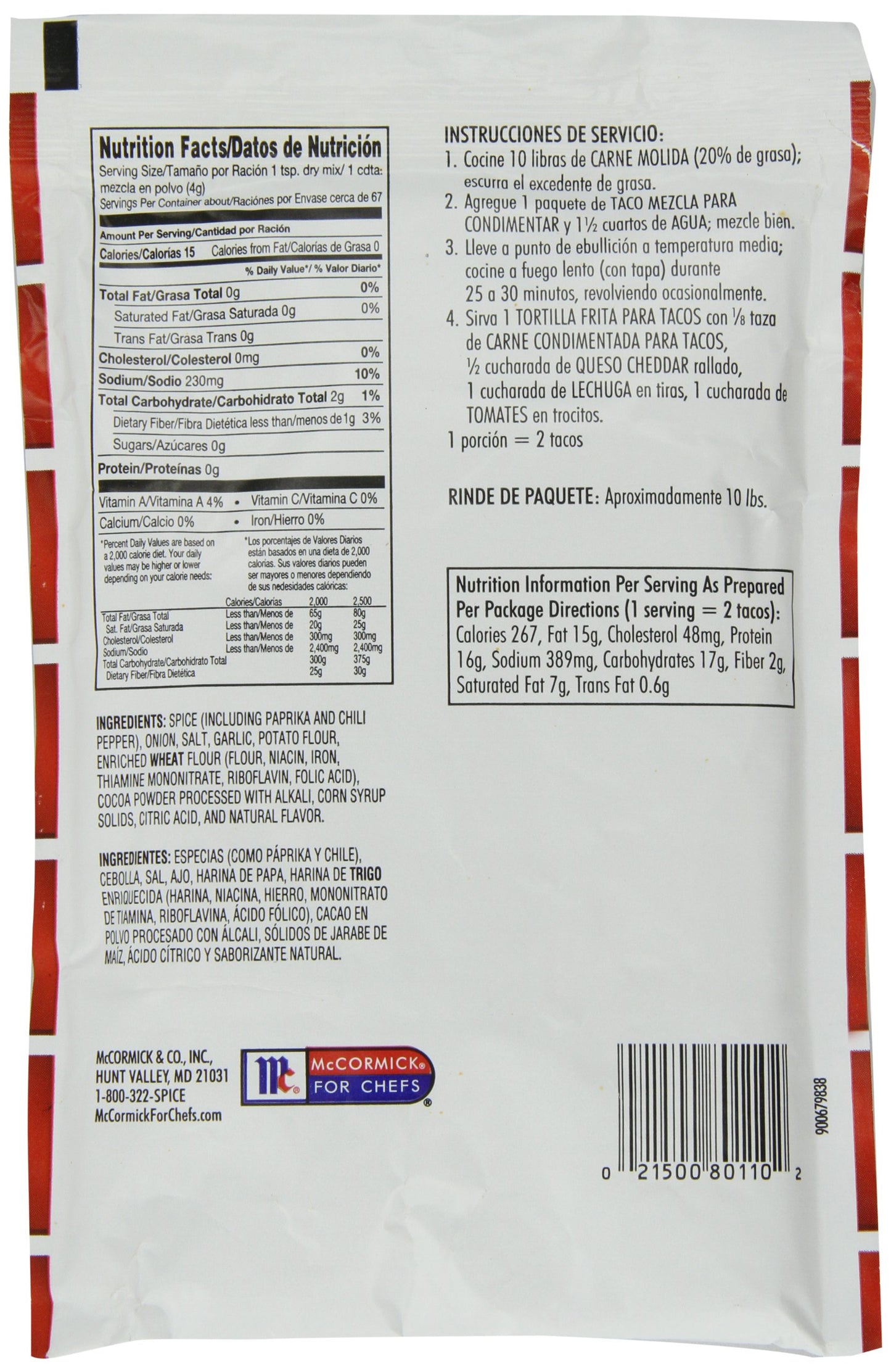 Lawrys Taco Seasoning Mix, 9 -Ounce Packages (Pack of 6)