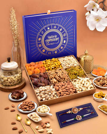 Rakhi Set Of 2 Rakhi Gift Hamper Rakhi For Brother Rakhi For Brother Combo Rakhi Hamper Rakhi With Dry Fruits Blue L9 Tray Cashe