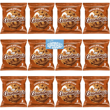 Grandma's Cookies, Chocolate Chip, (Pack of 12) Bundled by SUPERDEALS, 2.50 Oz Bag, with Mystery Gift