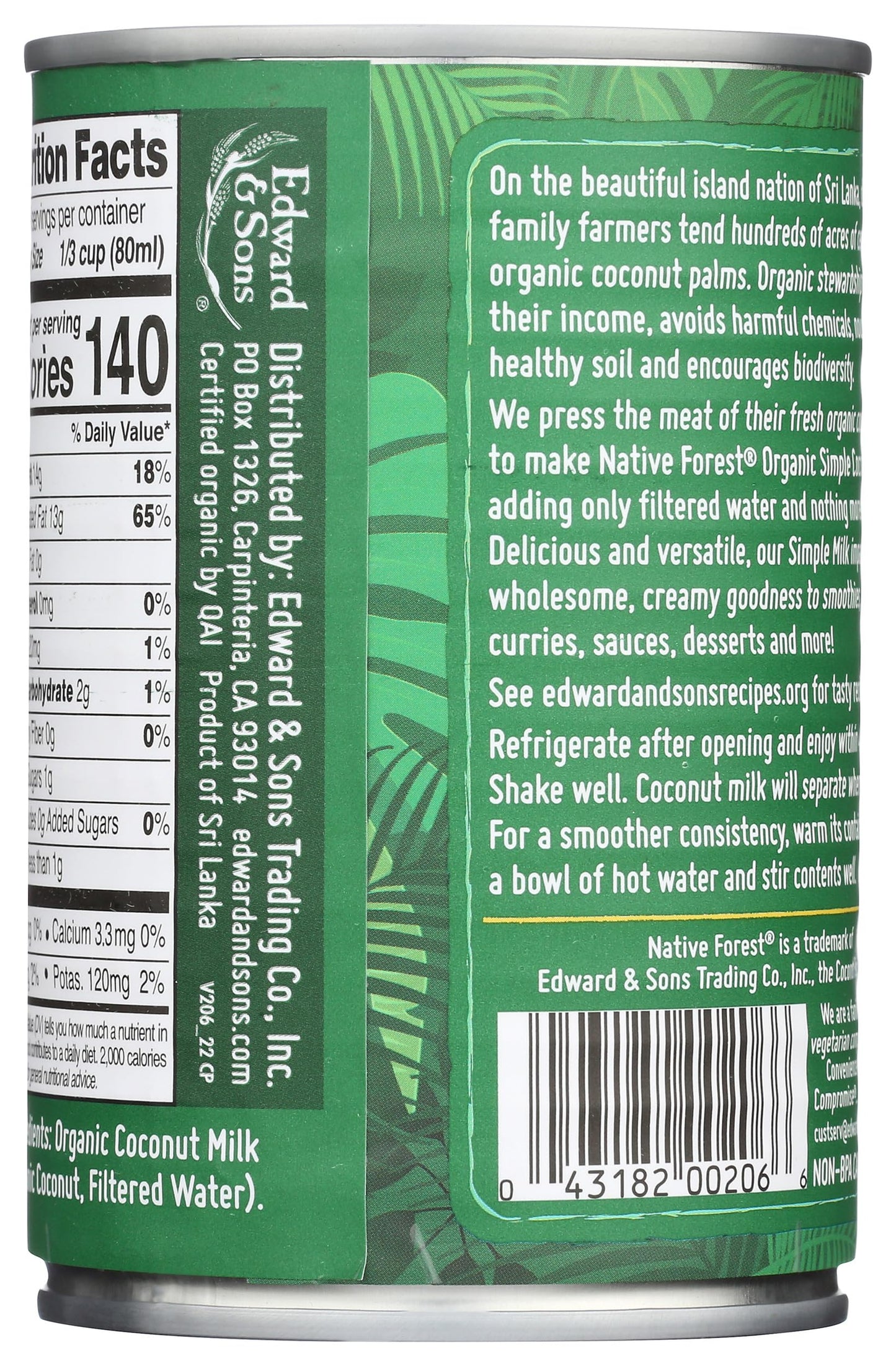 Native Forest Organic Coconut Milk Unsweetened - Coconut Milk Canned, Unsweetened Coconut Milk Organic, Simple - 13.5 Fl Oz (Pac
