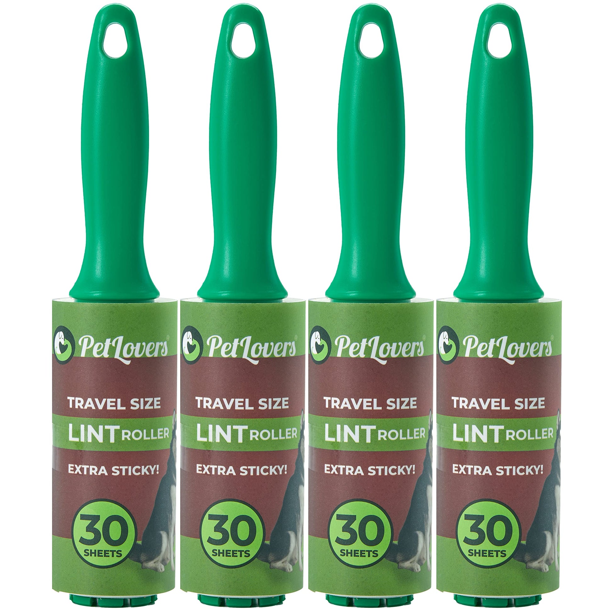 Petlovers Mini Lint Rollers Extra Sticky (4 Pack) - Travel Size Lint Rollers For Pet Hair